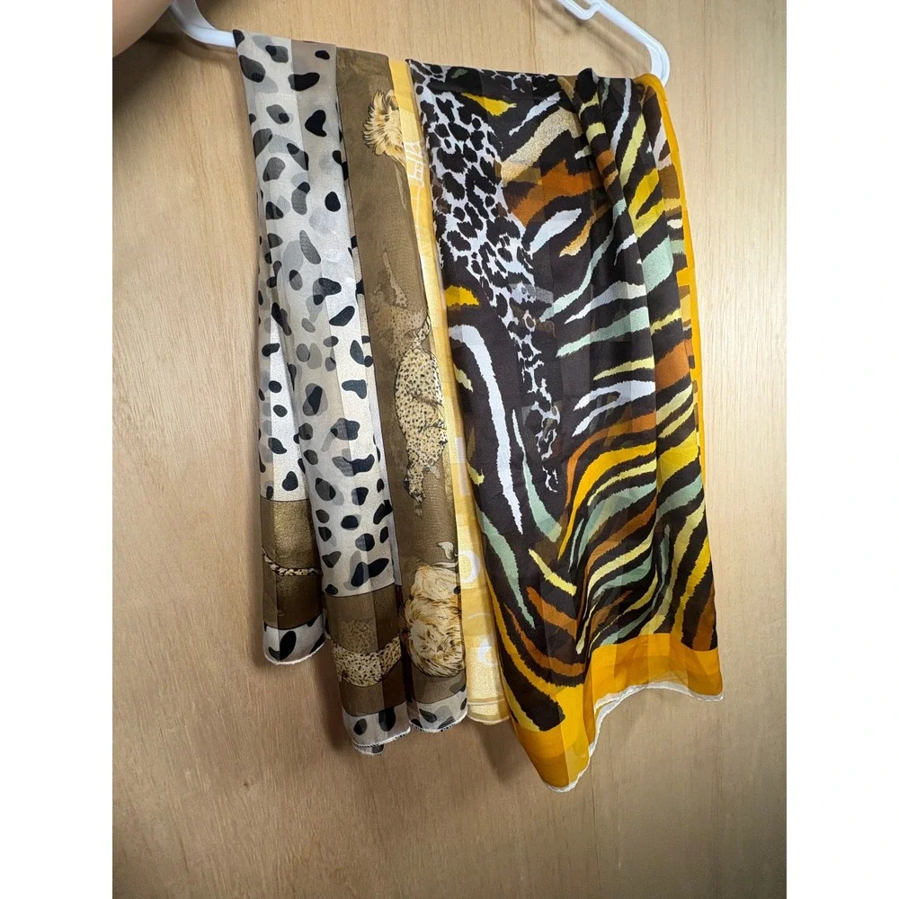 Manlio Bonetti Animal Print- Paris Scarf Yellow -Leopard Zebra Cheetah Graphic